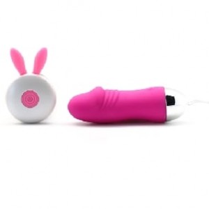 Penis Shape Vibrating Bullet 12 Speeds Remote Control Rechargeable PINK